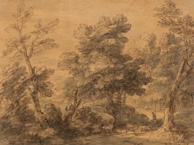 Wooded Landscape with Shepherd and Sheep by Thomas Gainsborough